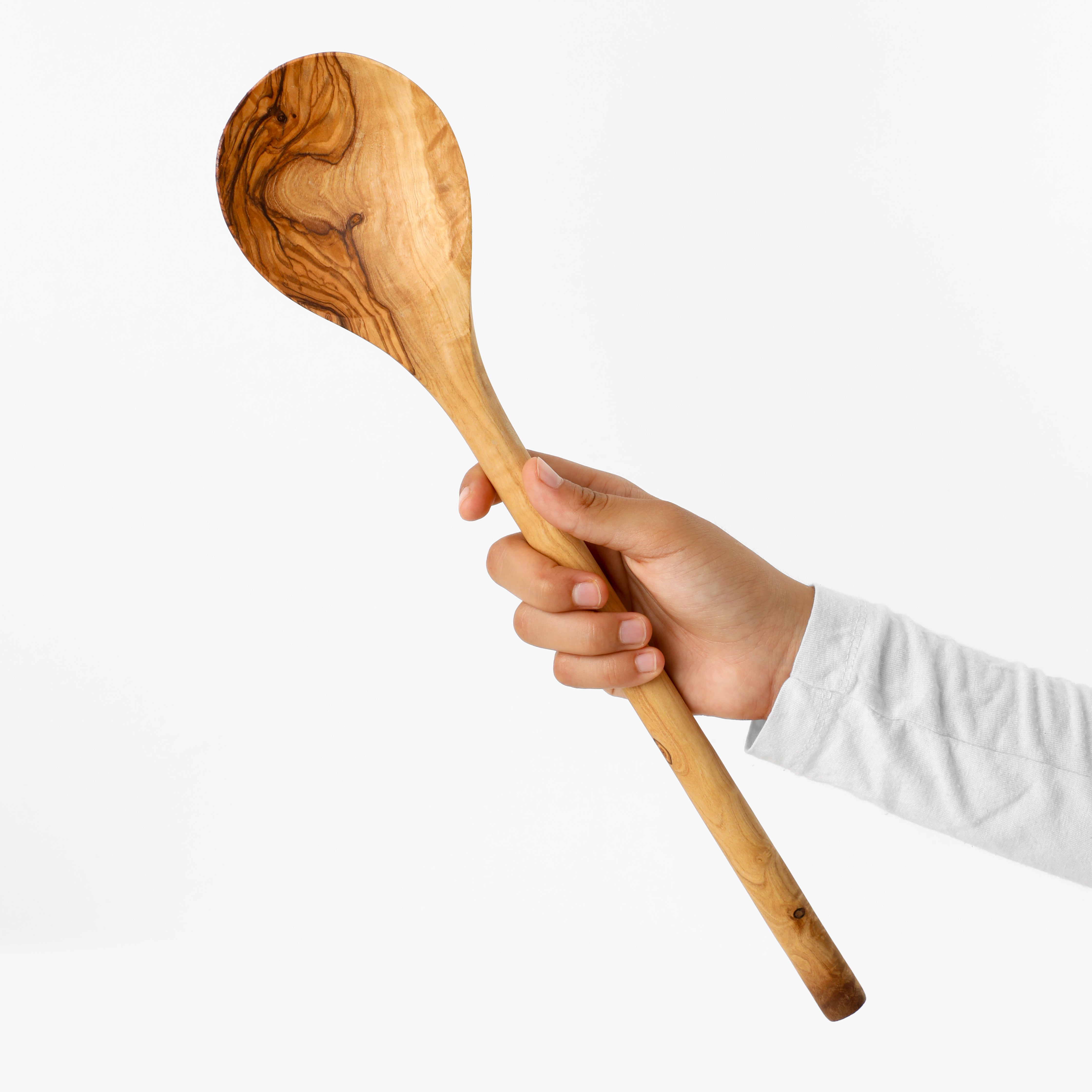 Olive wood cooking spoon 40cm long handle handmade Tunisia